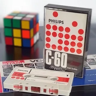 Philips C-60 cassette with red polka-dot insert
