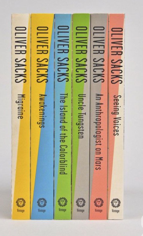 Oliver Sacks Vintage paperback set, colour-blocked spines